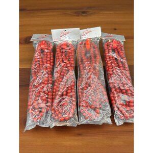 Vintage Red wooden Christmas Cranberry Garland New lot of 4 each 7'10"